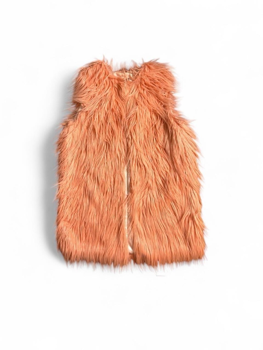 Coral Pink Faux Fur Fluffy Y2K 1970s Vest